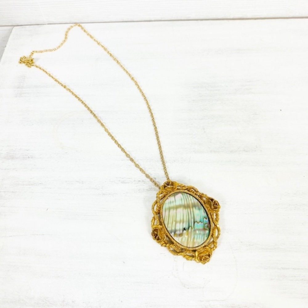 Antique Abalone Gold Detailing Necklace